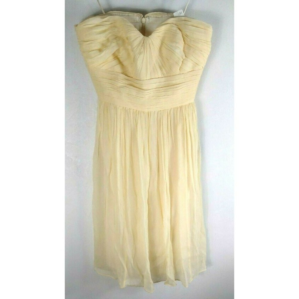 J Crew Silk Chiffon Dress NWT Strapless Ivory High Waist Weddings Size 4